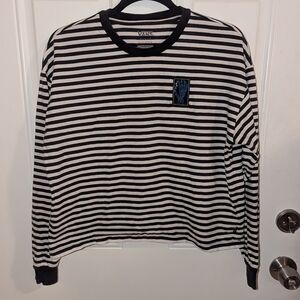 Vans black and white striped longsleeve crop